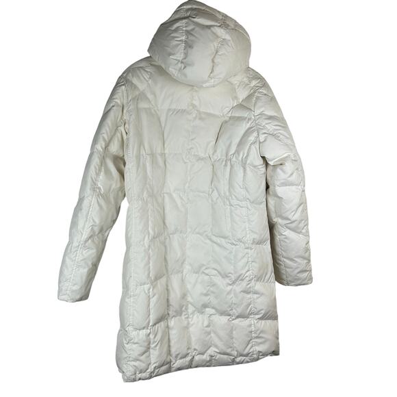 Eddie Bauer Womens Goose Down Parka Size M White Hood Insulated Long Winter Coat - Picture 2 of 9